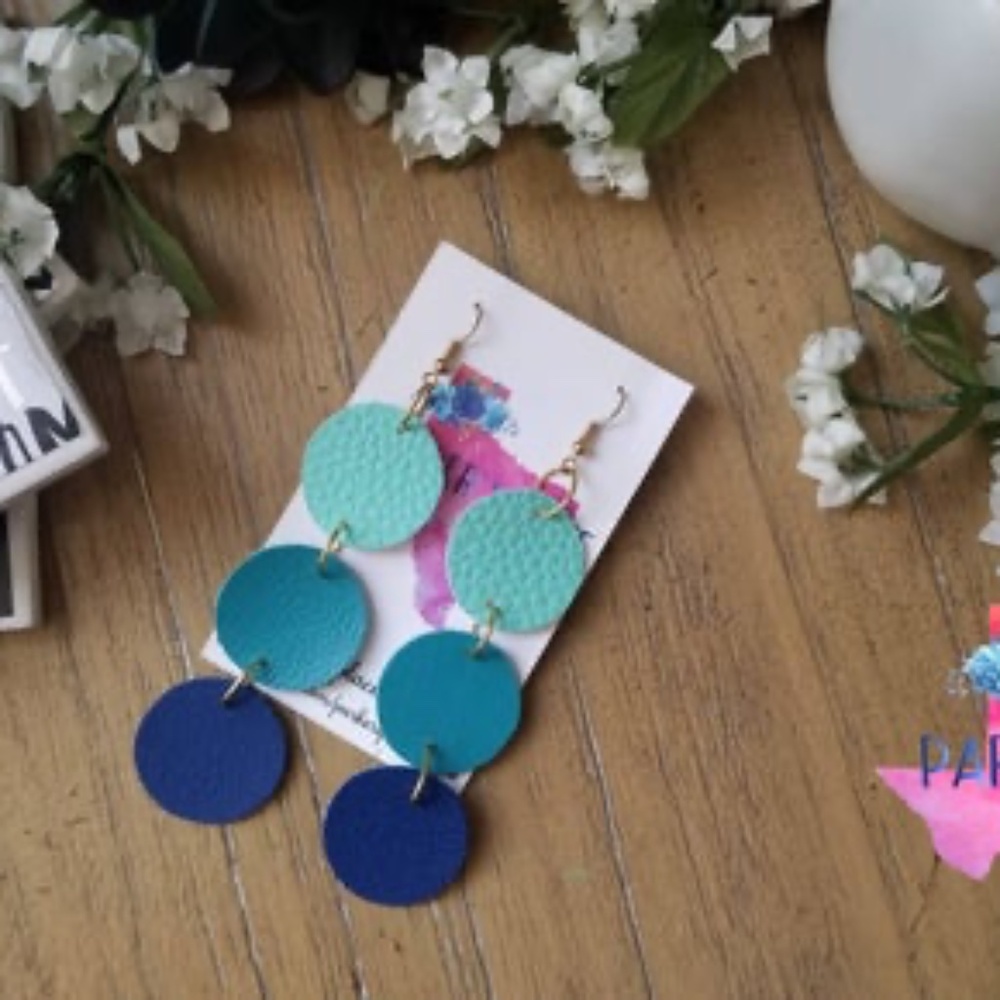 Blue Ombre Round Dangles.  NEW